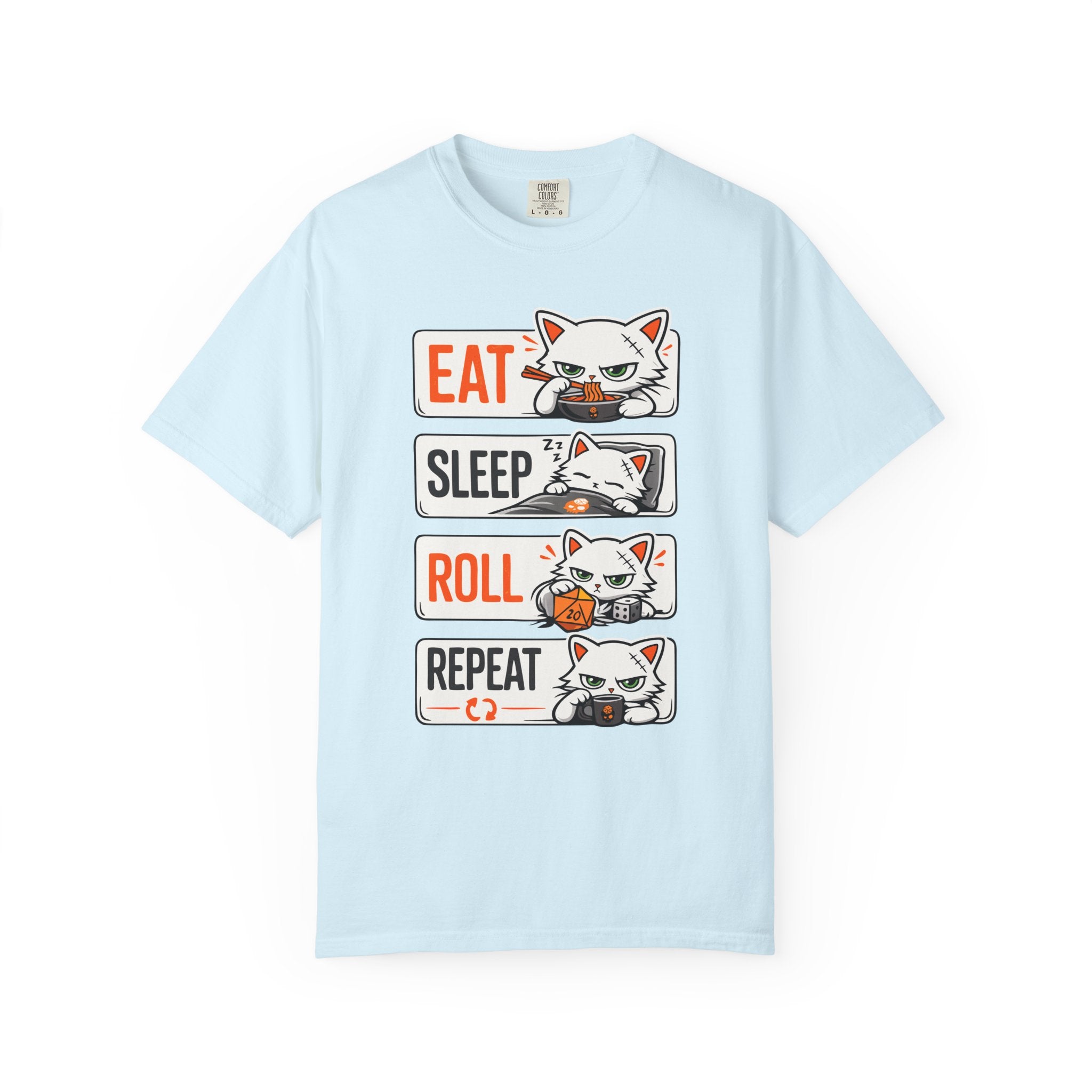 Eat Sleep Roll Repeat Cat T-shirt