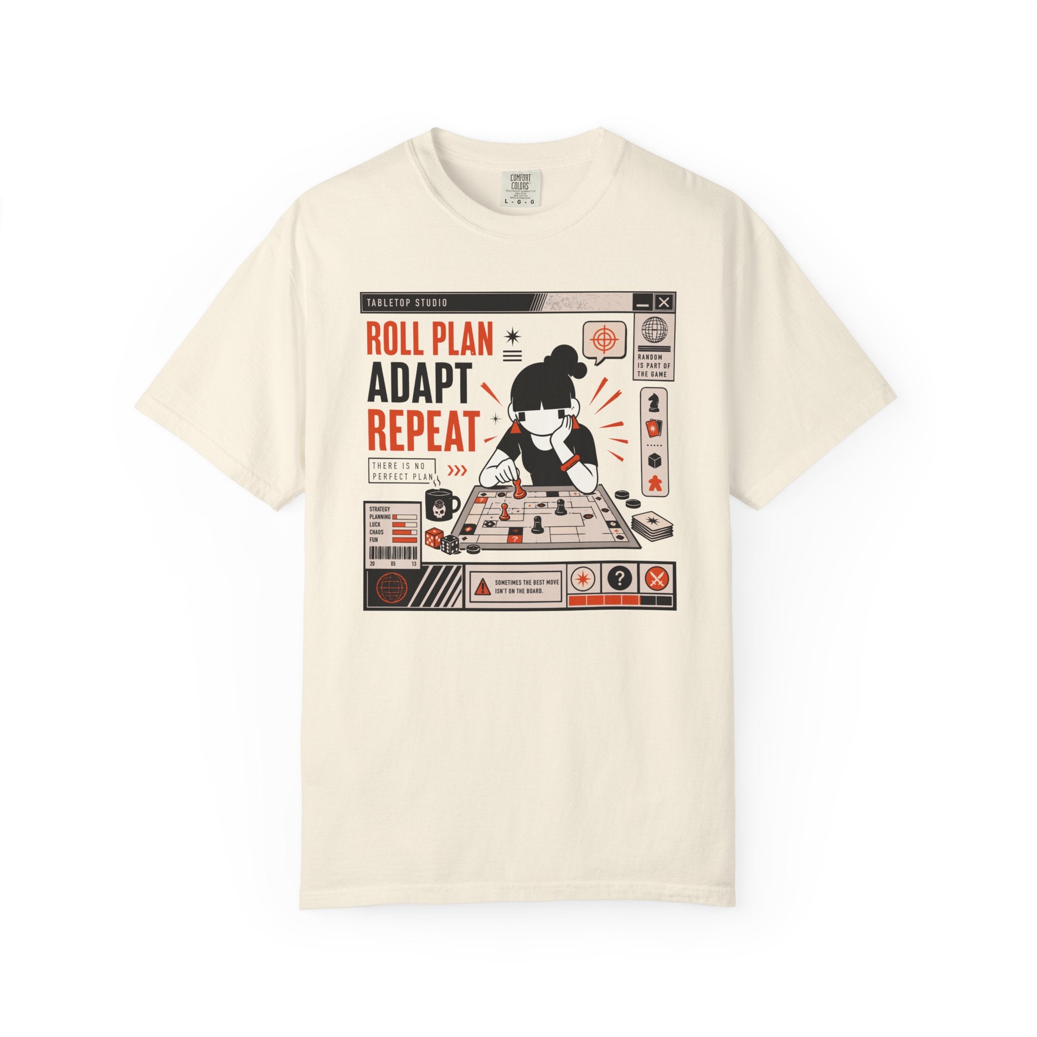 Roll Plan Adapt Repeat (Earring Girl) T-shirt