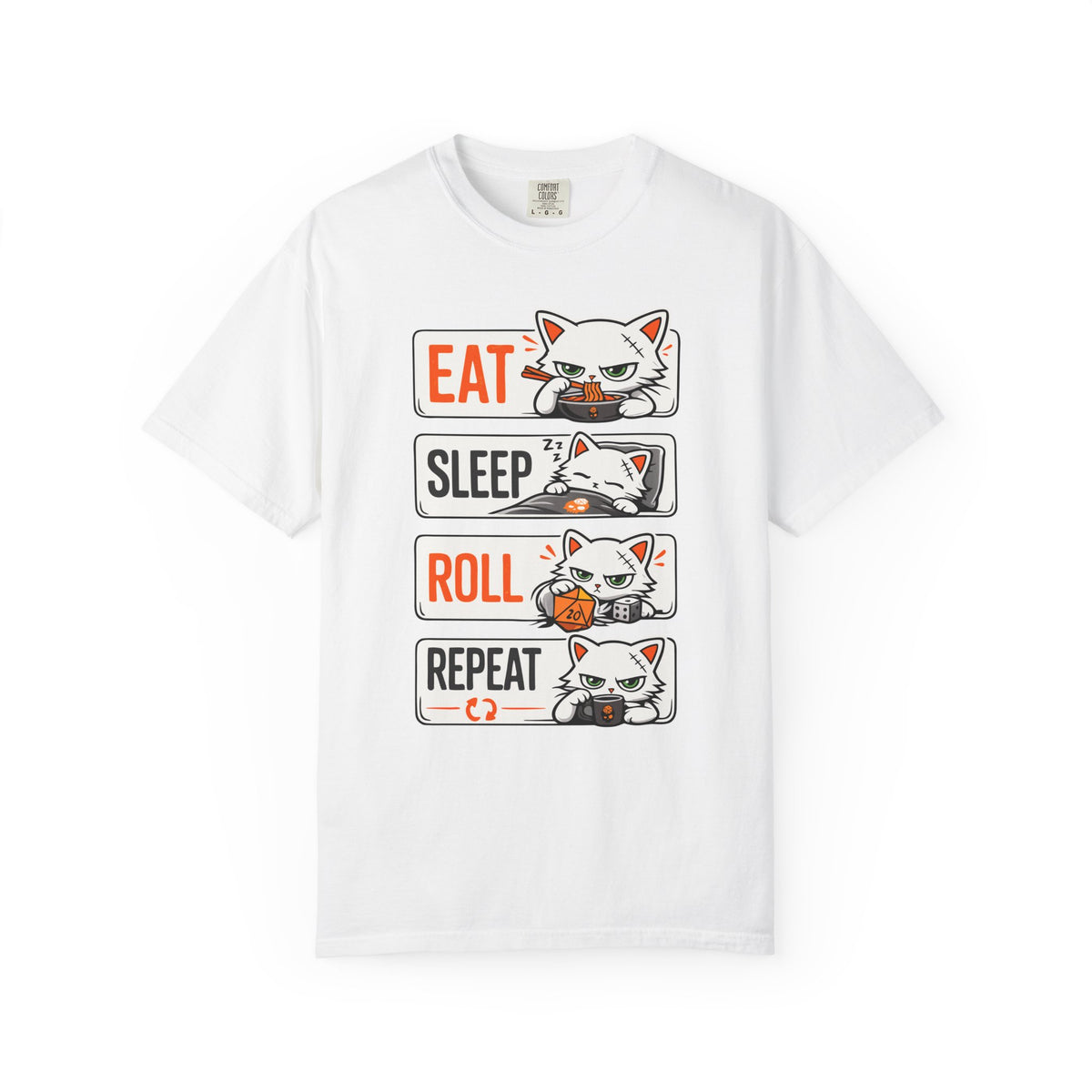Eat Sleep Roll Repeat Cat T-shirt
