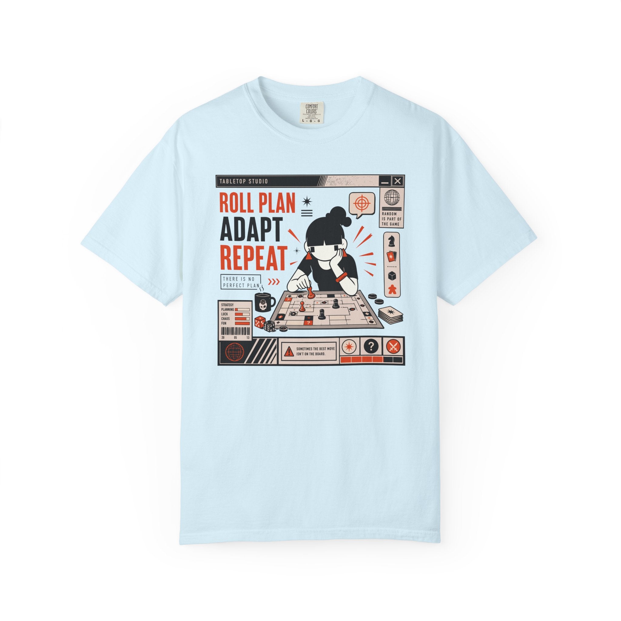 Roll Plan Adapt Repeat (Earring Girl) T-shirt